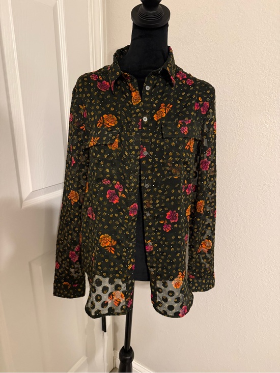 LOFT Tops - LOFT Dark Green Floral Long Sleeve Button-Up Shirt